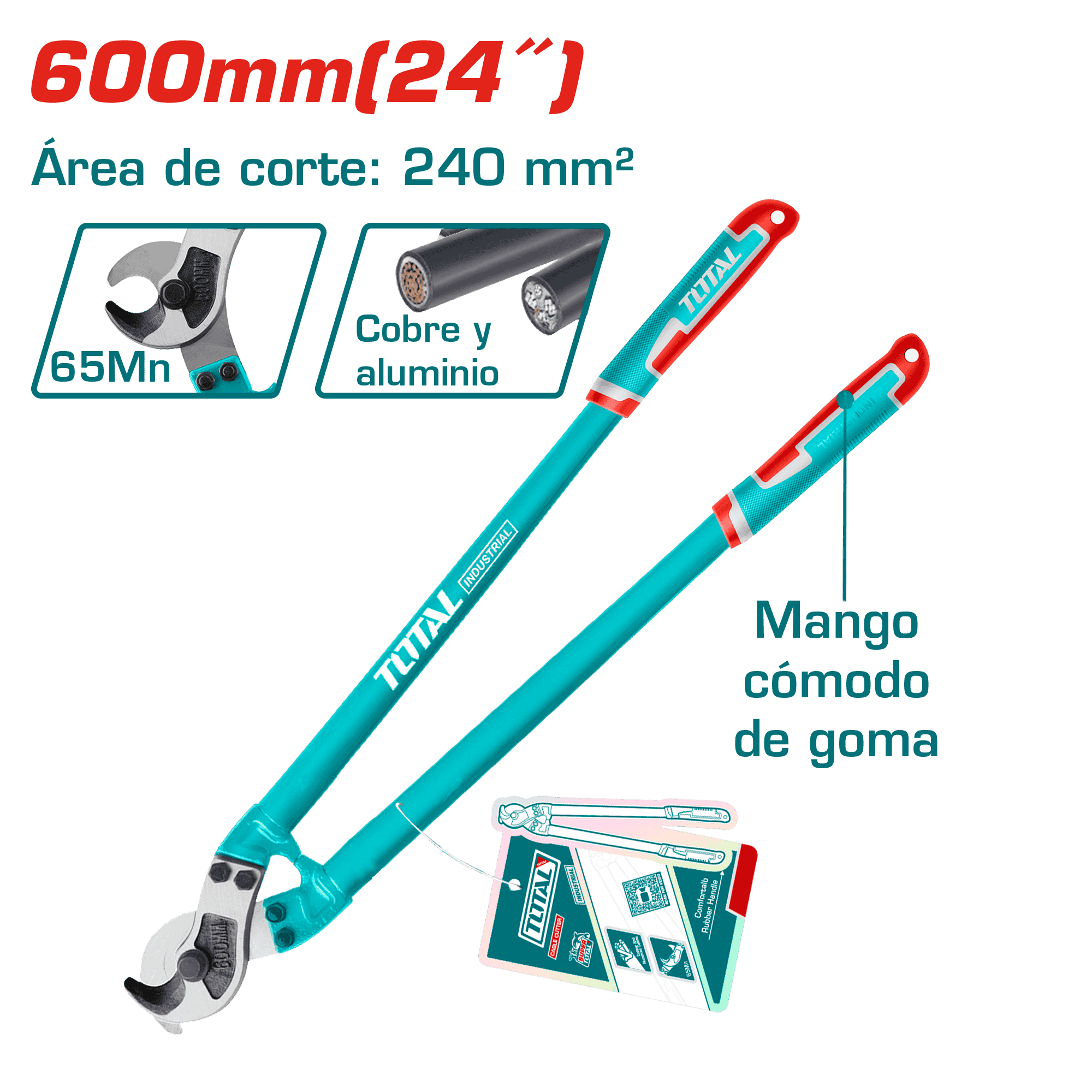 CORTADOR DE CABLES 600MM 24'' A:24CM2 65NM MANGO GOMA INDUSTRIAL