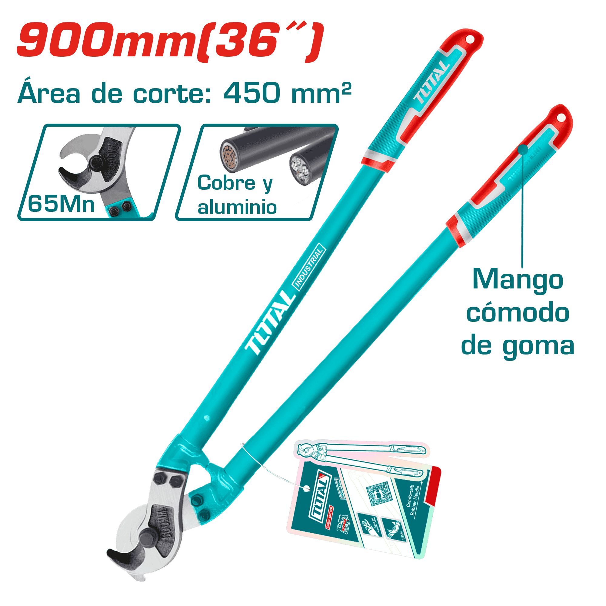 CORTADOR DE CABLES 900MM 36'' A:45CM2 65NM MANGO GOMA INDUSTRIAL