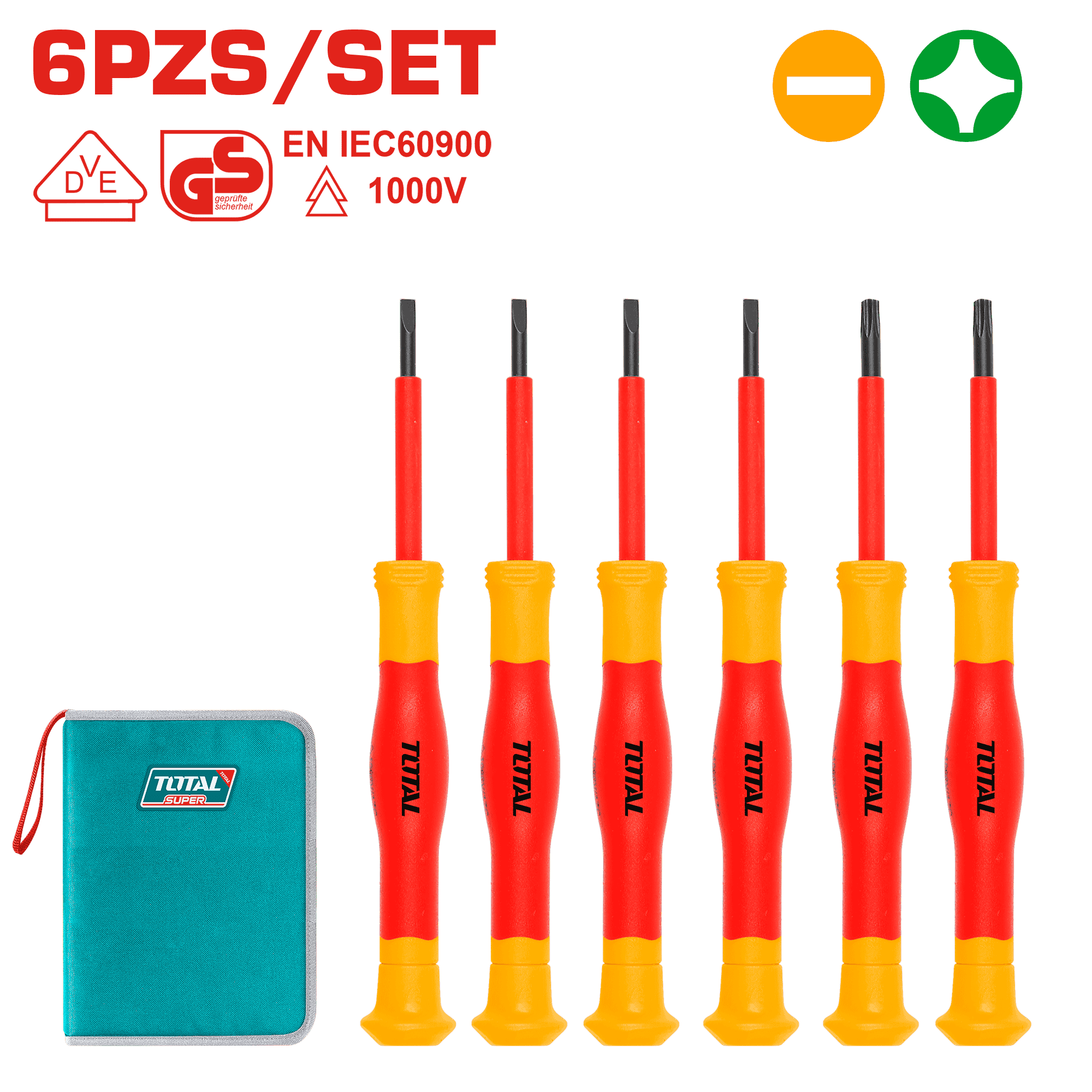 SET DESTORNILLADORES PRECISION AISLADO 1000V 6PCS S2 VDE/GS CERTIF INDUSTRIAL