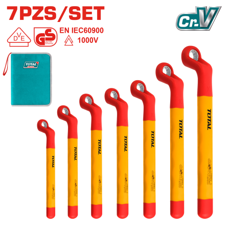 SET DE LLAVES CORONA 7PCS /SET 8/10/12/13/14/17/19MM CR.V AISLADAS 1000V INDUSTRIAL