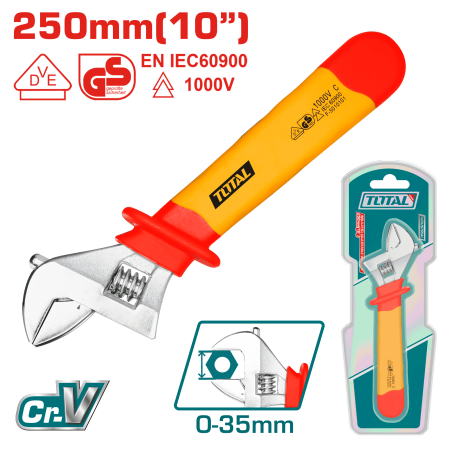 LLAVE AJUSTABLE 250MM (10'') CR.V AISLADA 1000V VDE/GS CERTIF. INDUSTRIAL