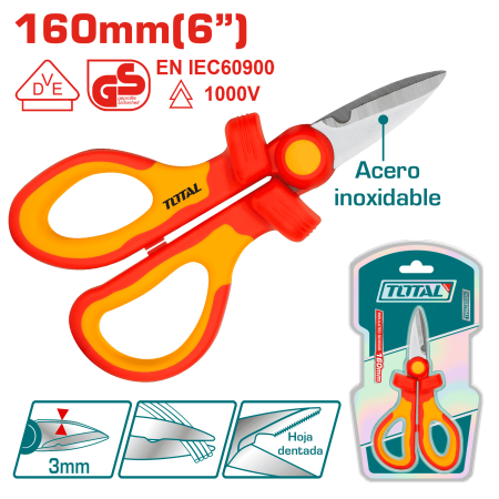 TIJERA 160MM (6'') AISLADA 1000V VDE/GS CERTIF.