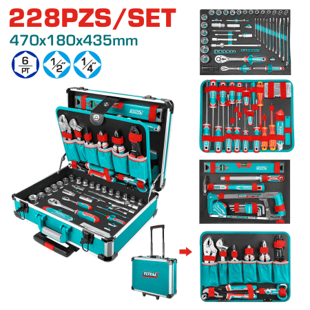 SET 228PCS HERRAMIENTAS MANUALES INC MALETIN 470X180X435MM INDUSTRIAL