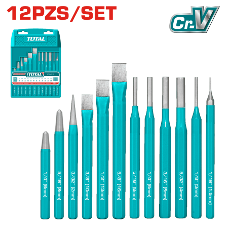 SET CINCELES CORTE FRIO + PUNSON 12PCS CR.V ESTUCHE