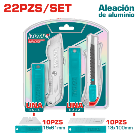 SET CUCHILLAS 22PCS DESGLOSABLE + UTILITARIA + HOJAS SK4
