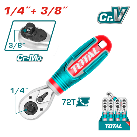 RACHET 1/4 + 3/8 72T CR.V+CRMO 140MM