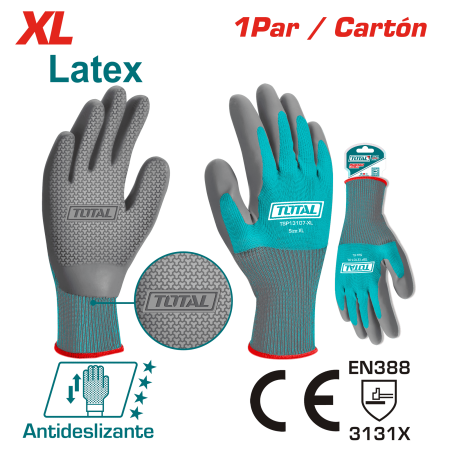 GUANTES DE LATEX ANTIDESLISABLE XL