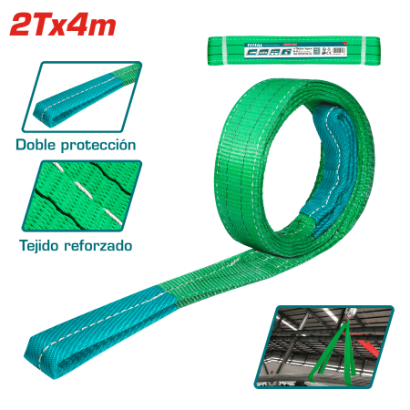 ESLINGA DE CARGA 2T X 4M AN:60MM PROTECCION DUAL - VERDE
