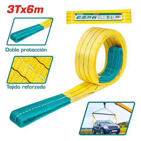 ESLINGA DE CARGA 3T X 6M PROTECCION DUAL - AMARILLO