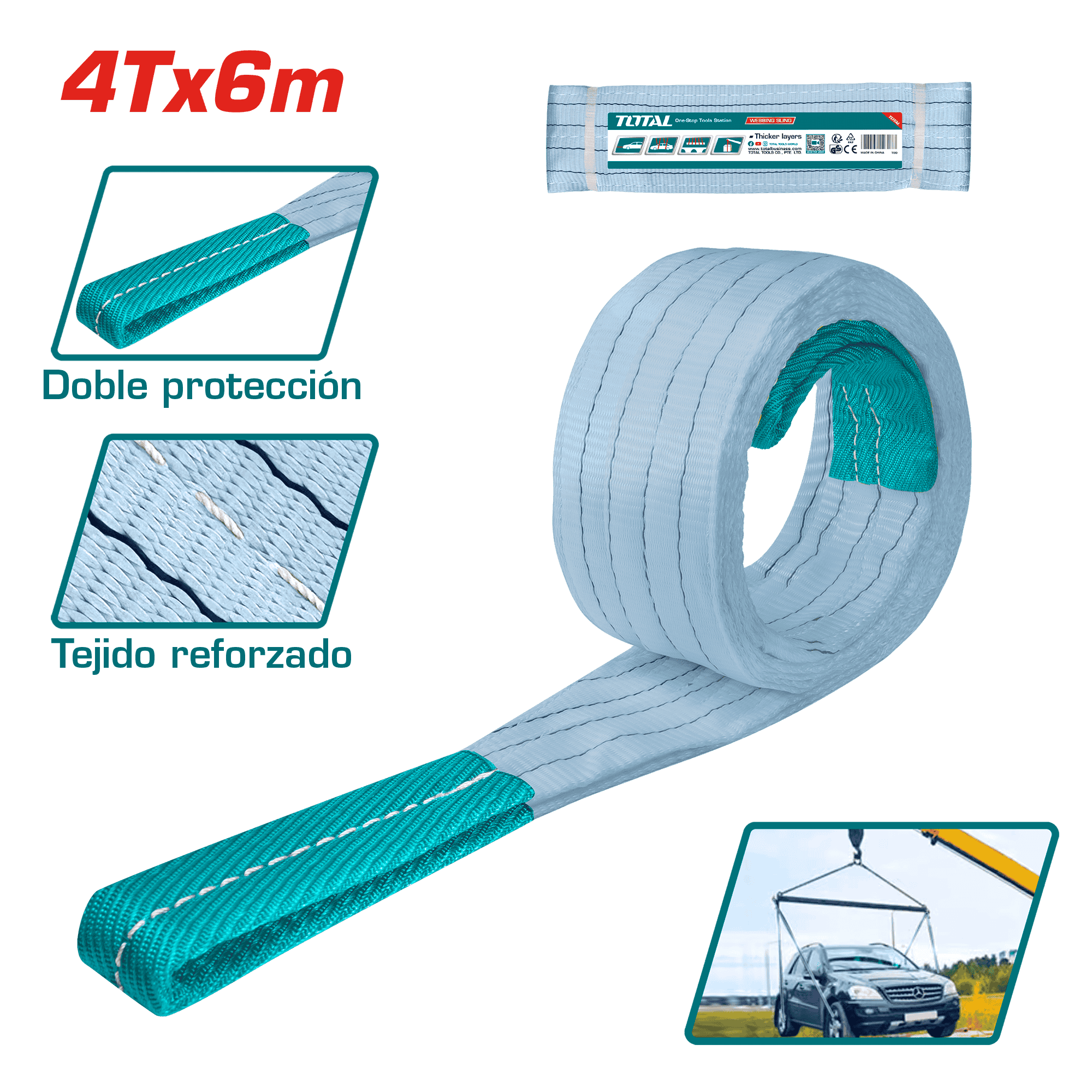 ESLINGA DE CARGA  4T X 6M PROTECCION DUAL - GRIS