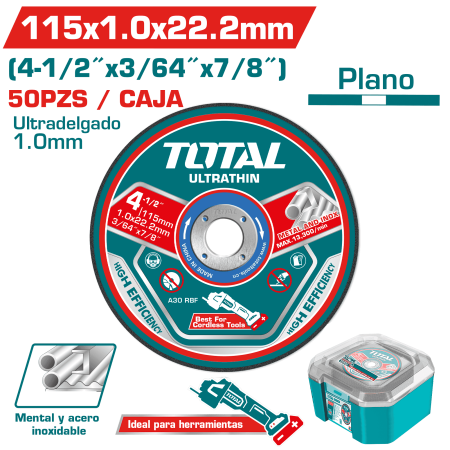 SET DISCO ULTRA-DELGADO 115X1.0X22.2MM 50PCS METAL +ESTUCHE INDUSTRIAL