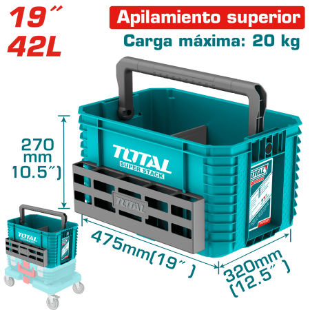 CAJA HERRAMIENTAS APILABLE 19'' ABIERTA 475X320X270MM PP 20KG