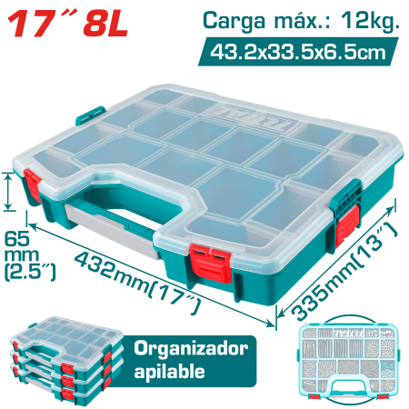 ORGANIZADOR PP 17'' 8L APILABLE 432X335X65MM