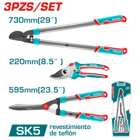 SET DE TIJERAS P/JARDINERÍA 3PCS SK5 + TEFLON INDUSTRIAL