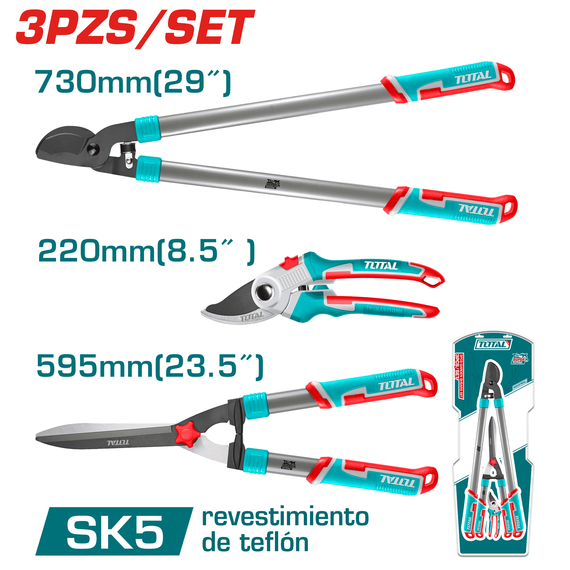 SET DE TIJERAS P/JARDINERÍA 3PCS SK5 + TEFLON INDUSTRIAL