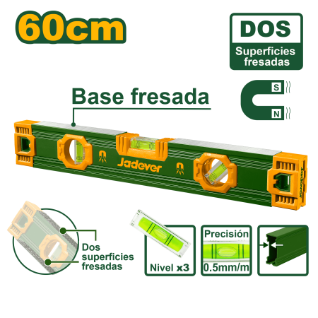 NIVEL BURBUJA 60CM B:3 AL 1.5MM PRES:0.5MM MAGNETICO