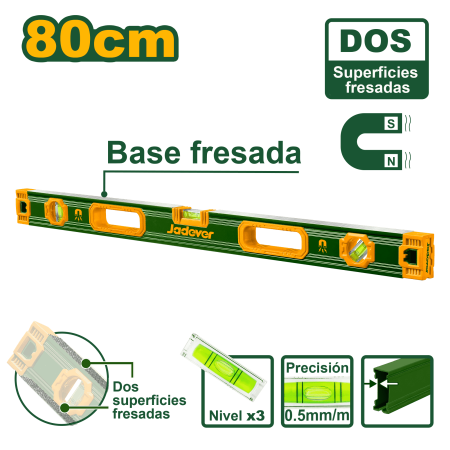 NIVEL BURBUJA 80CM B:3 AL 1.5MM PRES:0.5MM MAGNETICO