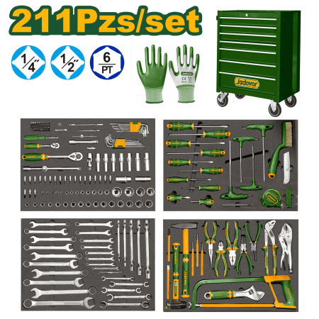SET GABINETE 7 CAJONES + HERRAMIETNAS 211 PZS 688X458X885MM