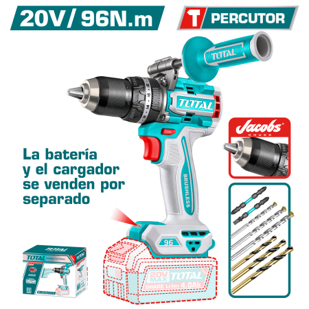 TALADRO PERC 20V 96NM 13MM BL C:JACOBS +ACC INDUSTRIAL