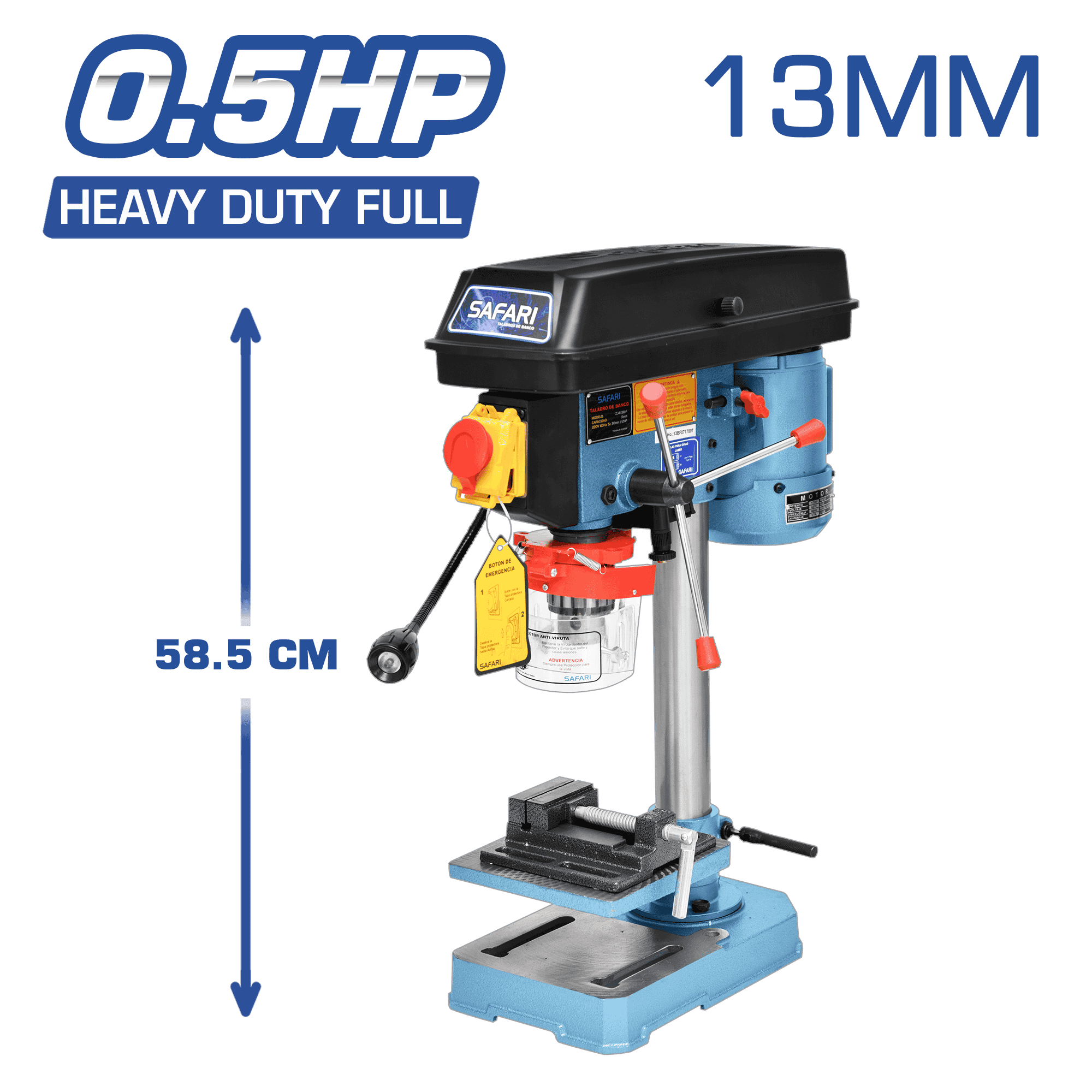 TALADRO BANCO 13MM 220V 0.5HP HEAVY DUTY FULL