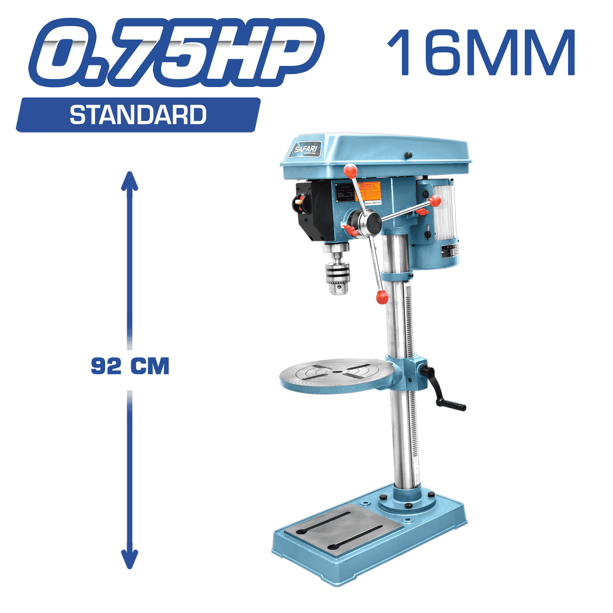TALADRO BANCO 16MM 220V 0.75HP STANDARD
