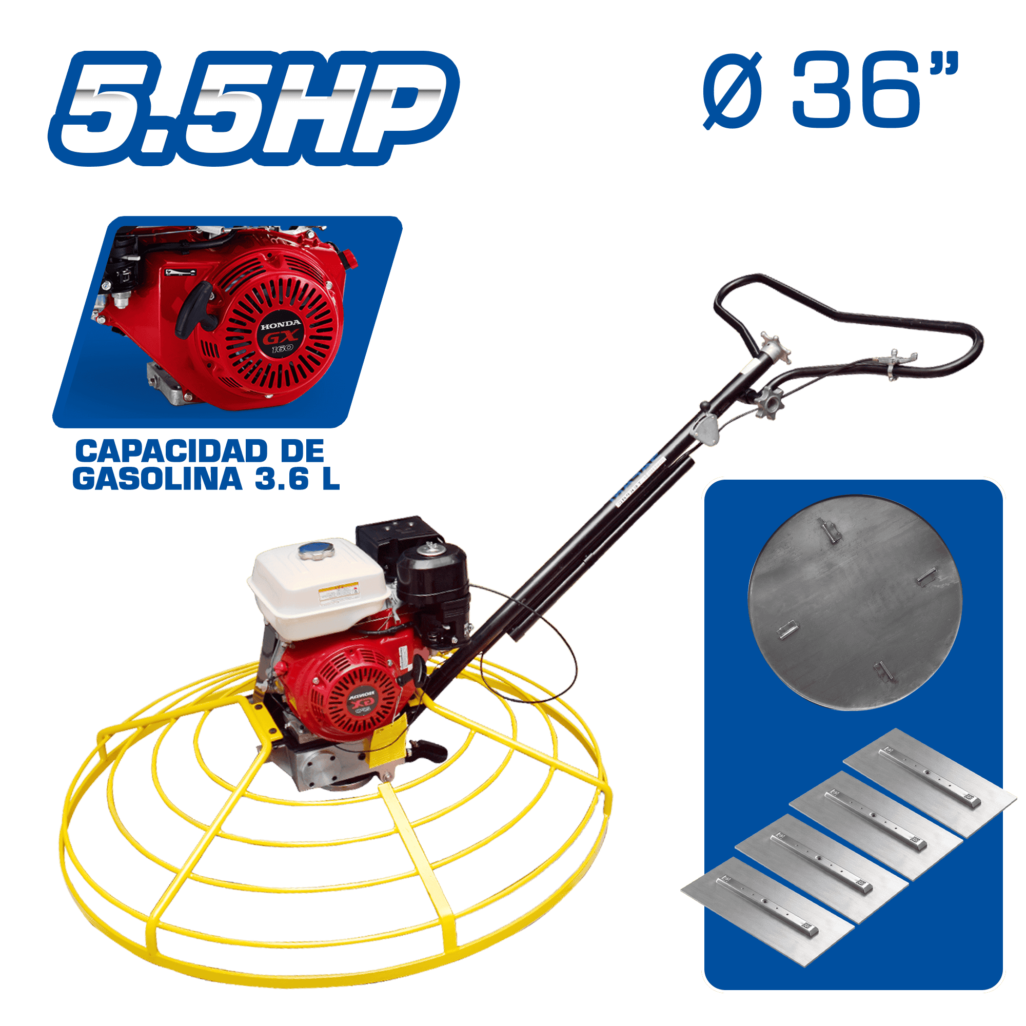 ALISADOR P/CONCRETO C/MOTOR HONDA GX160 – INC HOJAS Y PLATO