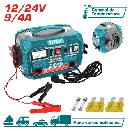 CARGADOR DE BATERIA 220V 12/24V 9/4A 28-180A