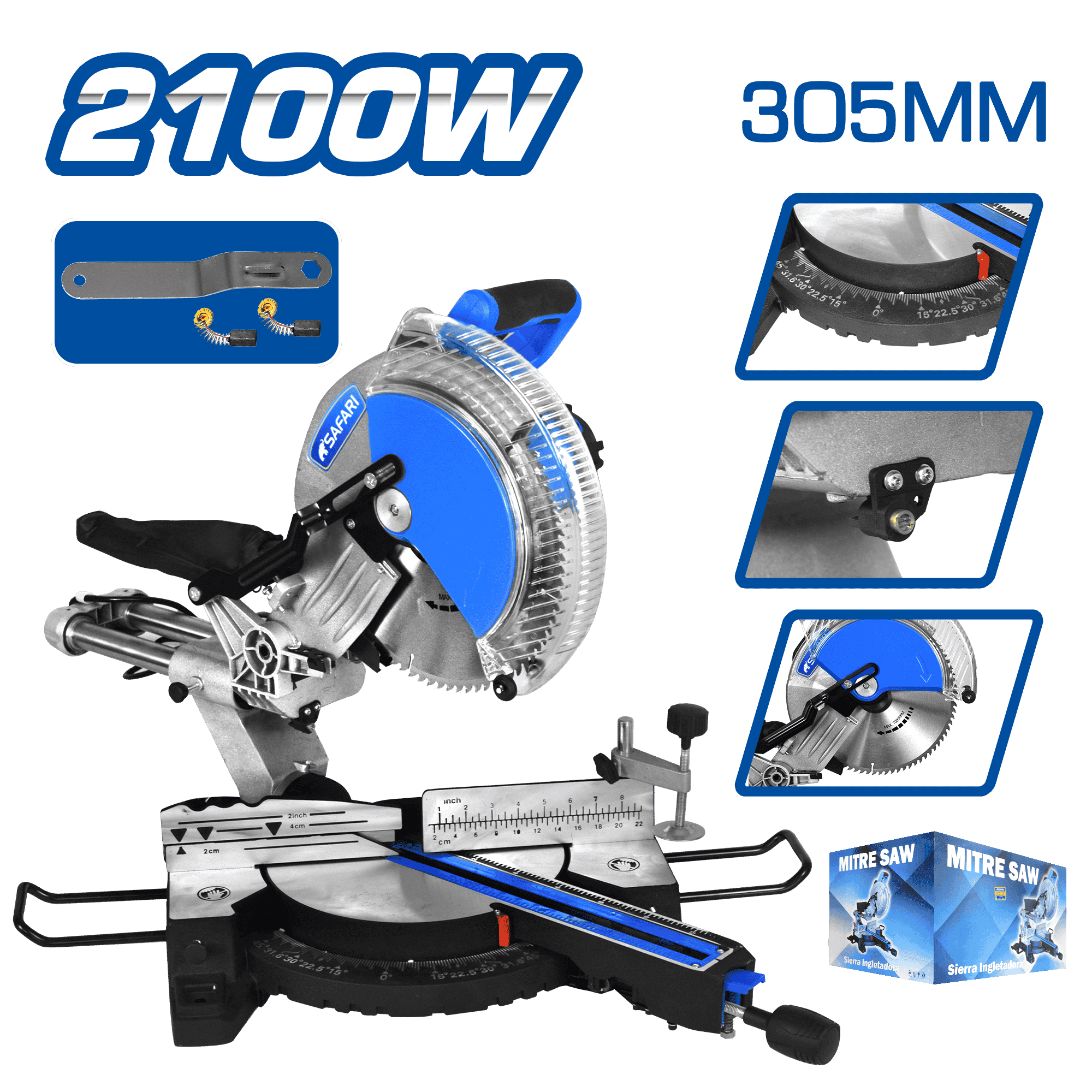 INGLETADORA TELESCOPICA 2100W 305MM 12'' 5000RPM LASER