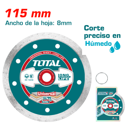 DISCO DIAMANTADO CONTINUO 4.5'' (115X22.2MM) HOJA: 8MM HUMEDO