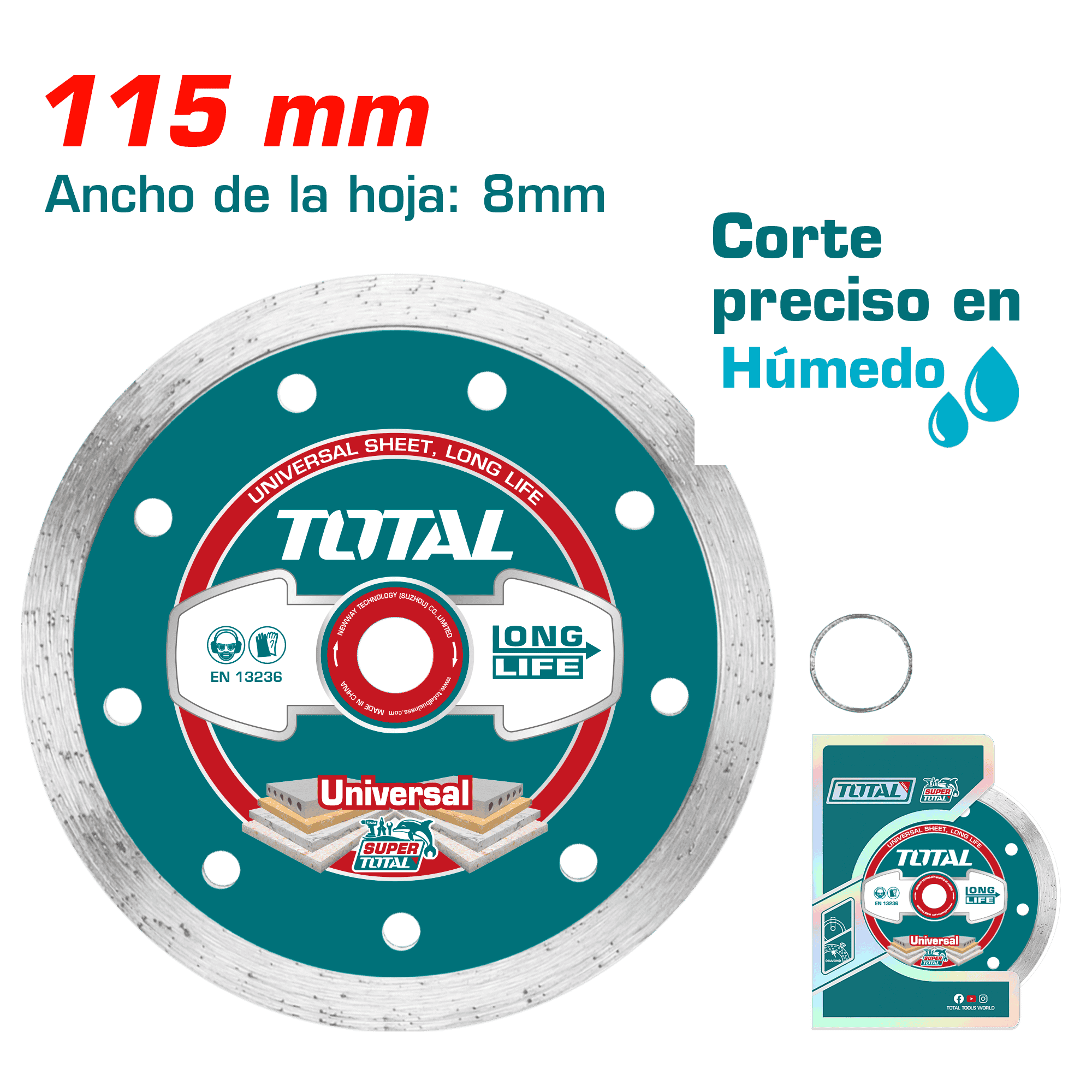 DISCO DIAMANTADO CONTINUO 4.5'' (115X22.2MM) HOJA: 8MM HUMEDO