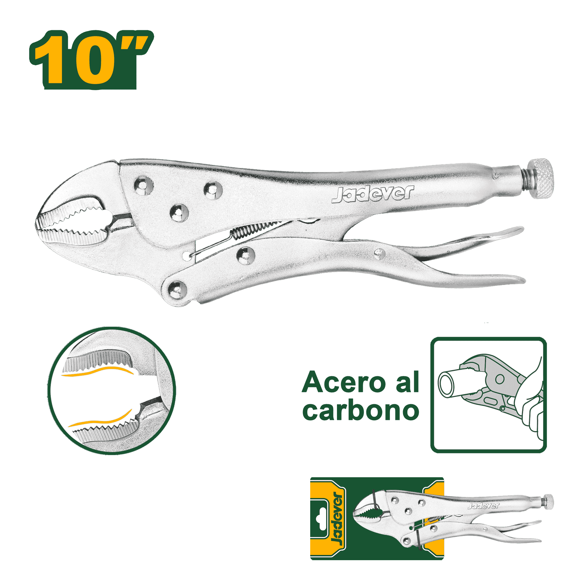 ALICATE DE PRESION CURVO 10" NIQUELADO 0-45MM