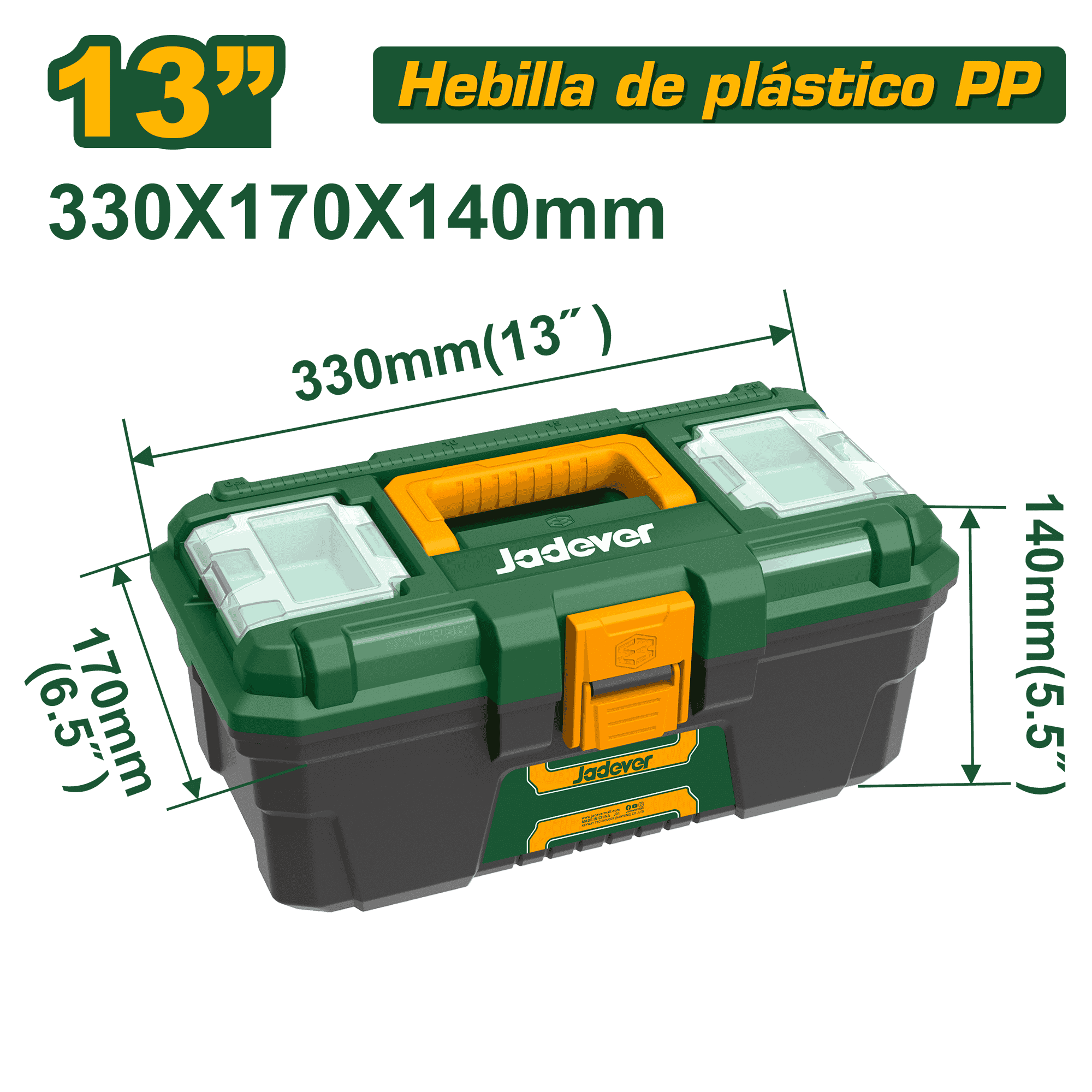 CAJA HERRAMIENTAS 13" PP 330X170X140MM HEB.PP
