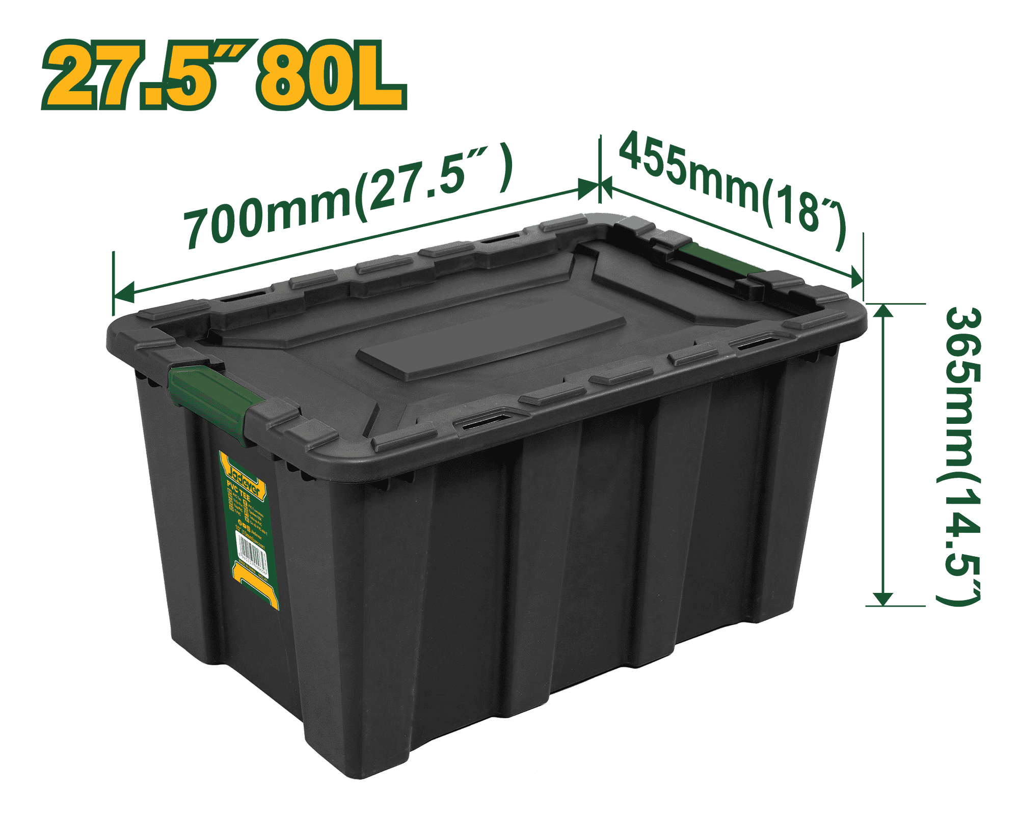 CAJA DE ALMACENAMIENTO NEGRO 27.5" 80L