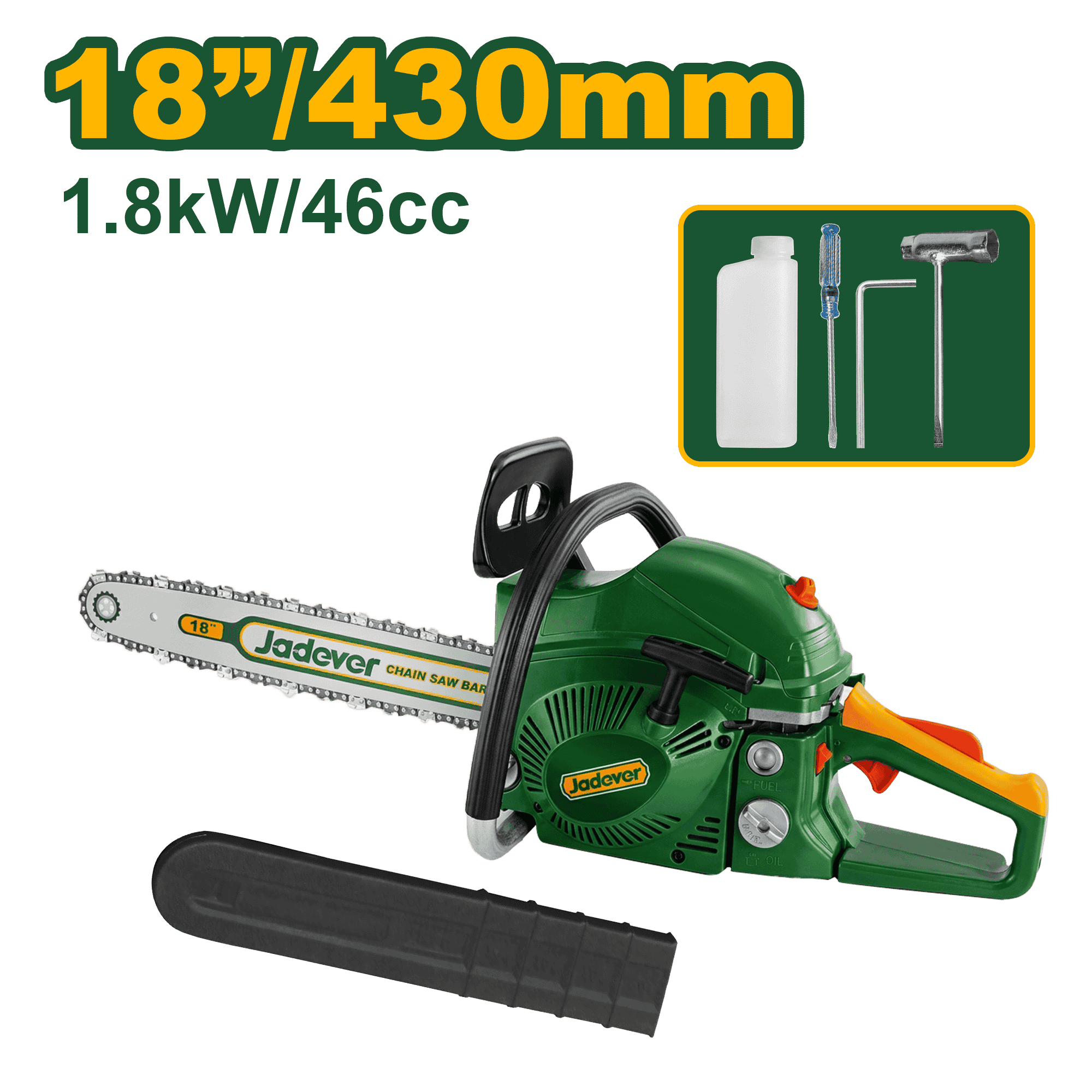MOTOSIERRA 46CC 1.8KW 430MM 8" MOTOR 2 TIEMPOS