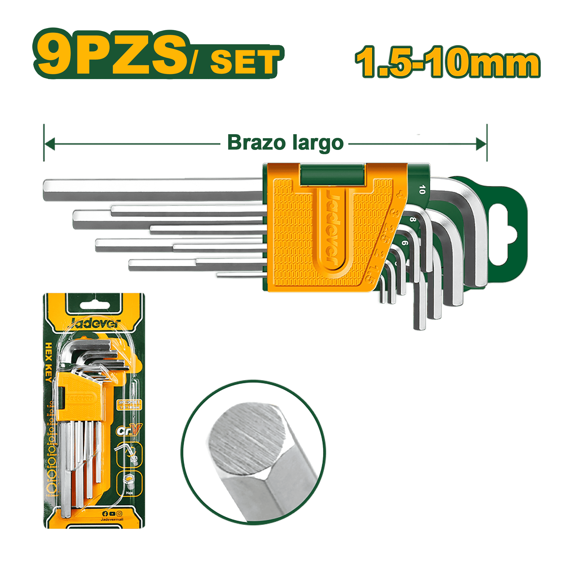 SET DE LLAVES ALLEN HEX 1.5-10MM 09PZS