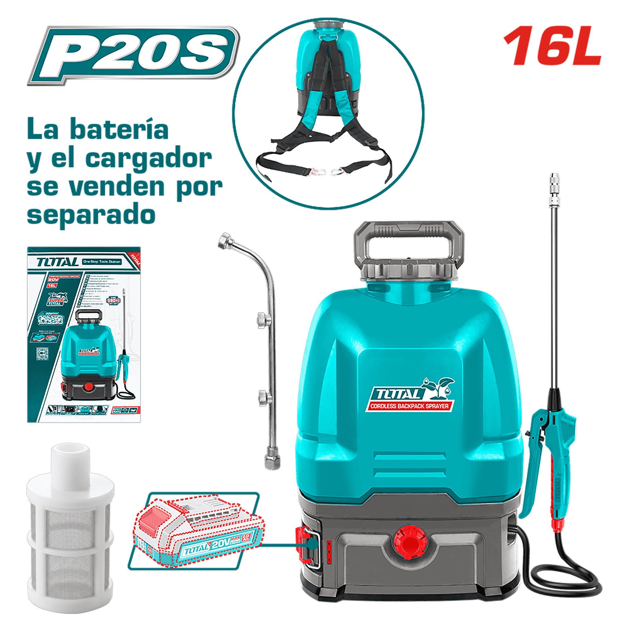 MOCHILA ROCIADORA 20V 16L 5BAR 1.35L/MIN