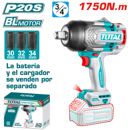 LLAVE IMPACTO BRUSHLESS 20V 1750NM 3/4” 2200BPM INDUSTRIAL