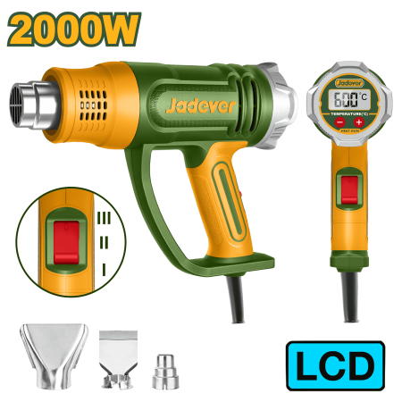 PISTOLA DE CALOR 2000W 450/300/450L/MIN 50/50-600°C/50-600°C