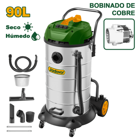 ASPIRADORA 90L 2X1200W 3.3M3/MIN 21KPA SECO/HUMEDO