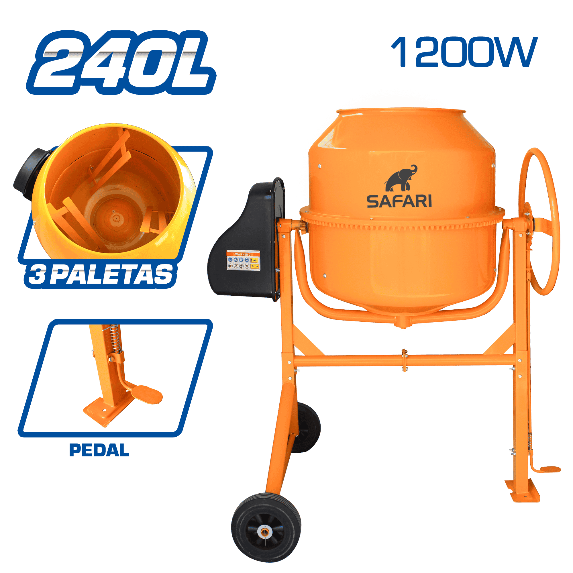 MEZCLADORA DE CONCRETO 240L 1200W