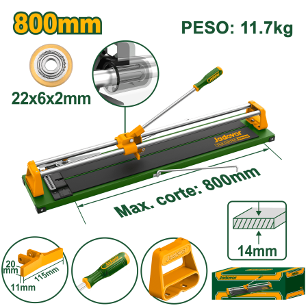 CORTA MAYOLICA 800MM CORTE 14MM HOJA 22X6X2MM BASE 1000X200MM