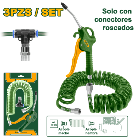 PISTOLA DE AIRE F: 4.5M X DIA 8MM + ACOPLE-T + MANGUERA 5M