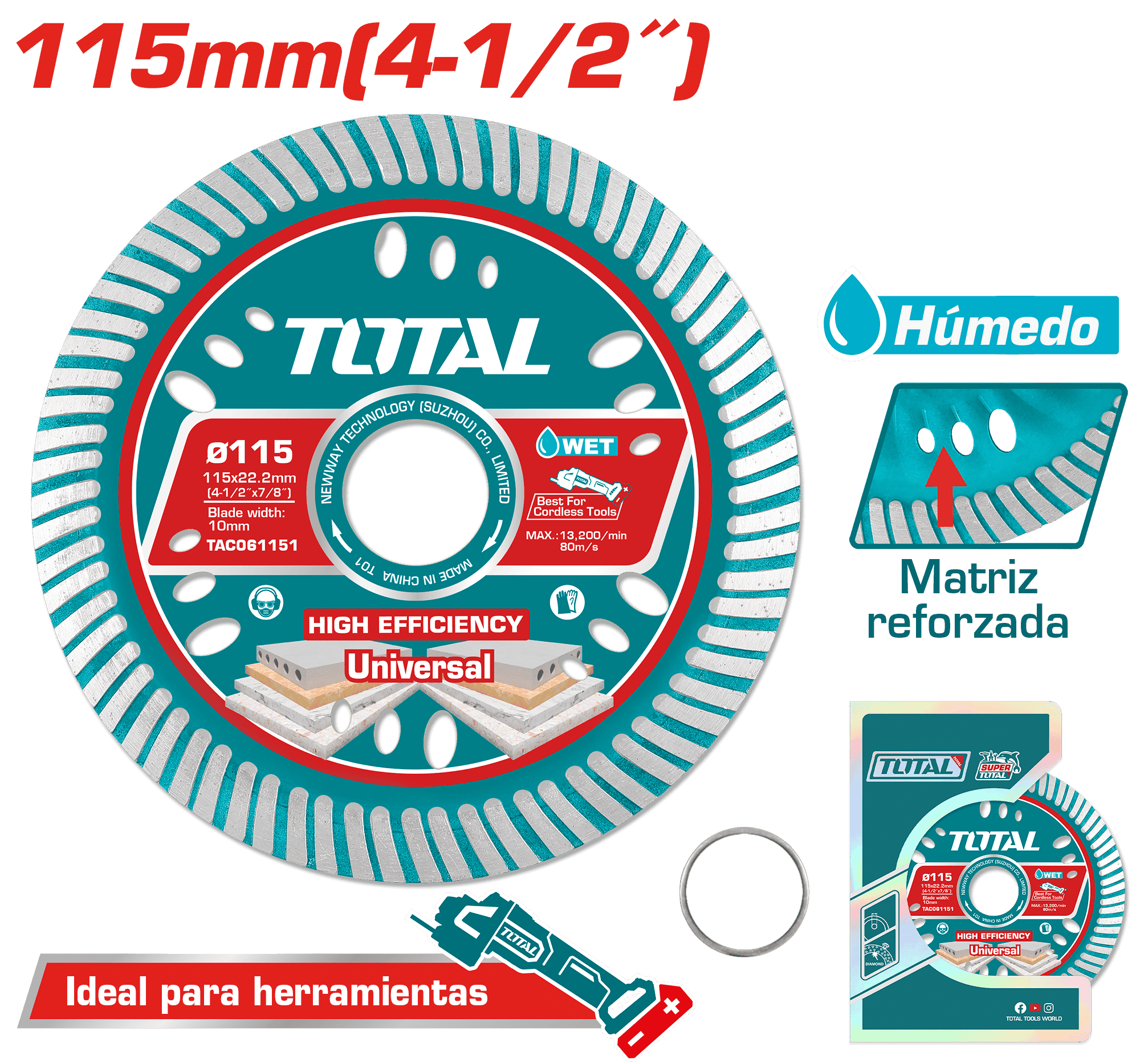 DISCO DIAMANTADO ULTRA-DELGADO 1.6MM 115MMX22.2MM 75CR1 HOJA:10MM INDUSTRIAL