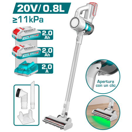 ASPIRADORA VERTICAL INALÁMBRICA 20 V 0,8 L PRESIÓN ≥11 KPA 160 W
