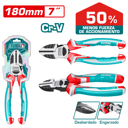 ALICATE DE FUERZA CORTE DIAGONAL 7''/180MM CR-V / TPR MEJ:50% INDUSTRIAL