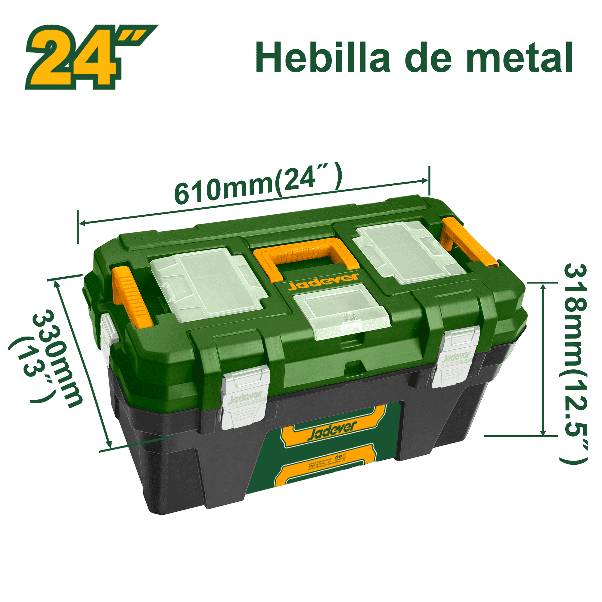 CAJA HERRAMIENTAS 24" PP 330X318X610MM HEB.MET