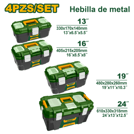 SET DE CAJAS HERRAMIENTAS 4PCS 13/16/19/24 HEB.MET
