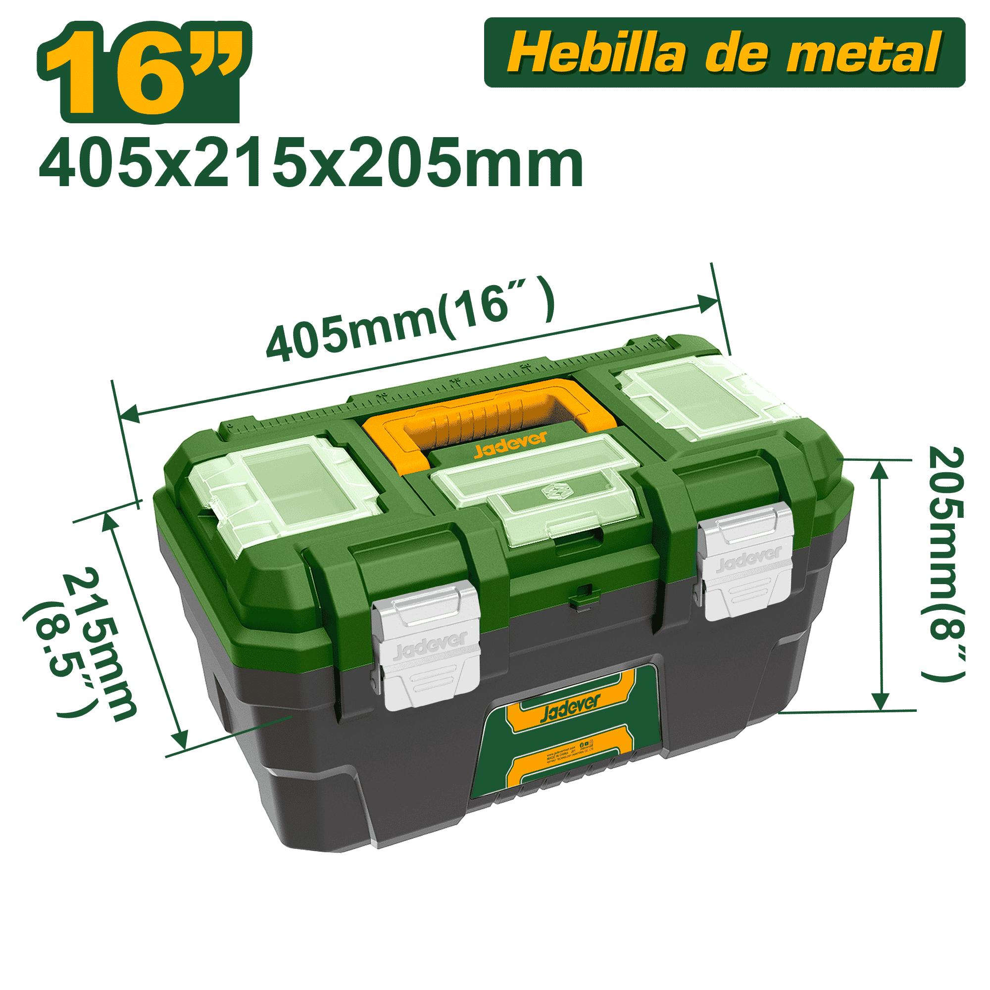 CAJA HERRAMIENTAS 16" PP 405X215X205MM HEB.MET