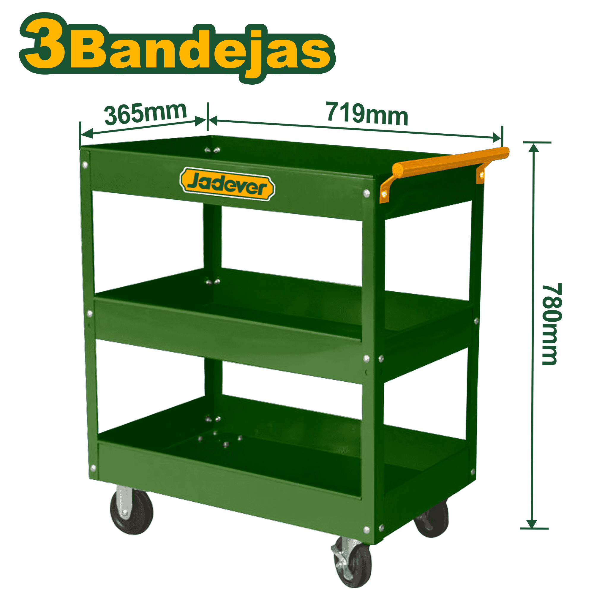 CARRO PORTA HERRAMIENTAS 3 NIVELES 719X365X663MM C/RUEDAS