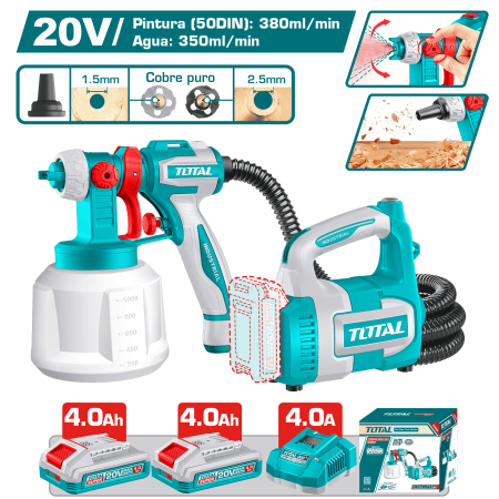 PISTOLA PINTAR 20V 120DIN-S 2X4.0AH(TC) CAPACIDAD: 1000ML